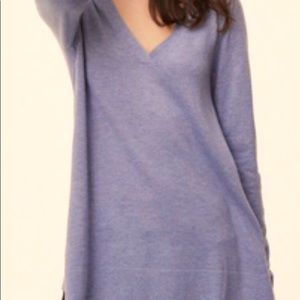 Loft loose fit vneck tunic sweater in heathered blue